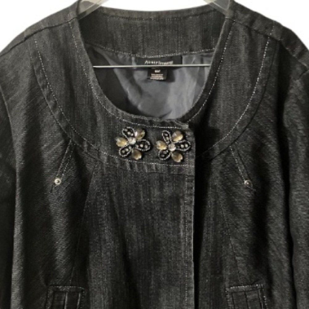 Ashley Stewart Double Breasted Jean Jacket, Denim, Sz 16W, NWOT, Embellished - Picture 2 of 13